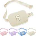 YOOLIFE Belt Bag for Kids Girls, Initial Crossbody Bags for Kids Teen Girl Gifts White Small Fanny Packs Cross Body Bag for Women Personalized Friend Birthday Gifts for Girls Women Her Gift (White S)