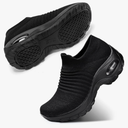 STQ Walking Shoes Women Slip on Sneakers Non Slip Work Arch Support Tennis Plantar Fasciitis Orthopedic Breathable Mesh Comfortable Ladies Nursing Black 6,5
