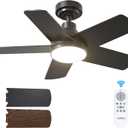 addlon Ceiling Fans with Lights, 32 inch Black Ceiling Fan with Light and Remote Control, Reversible, 3CCT, Dimmable, Noiseless, Small Ceiling Fan for Bedroom, Farmhouse, Indoor/Outdoor Use