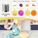 X Home Rotary Cheese Grater for Kitchen, Shredder with 3 Interchangeable Blades, Rotary Grater with Handle and Strong Suction Base, for Vegetables, Fruit, Nuts, Easy to Use and Clean, Blue