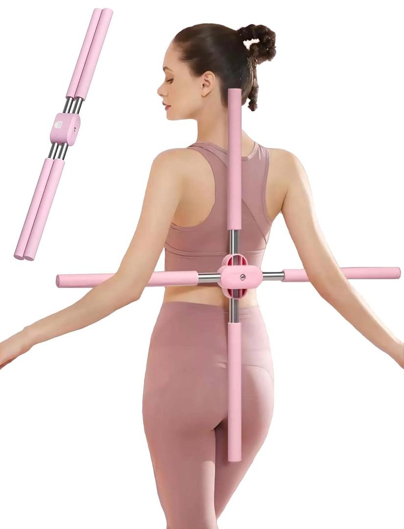 Posture corrector,hunchback corrector,yoga stick, Stretching Tool For Humpback Correction, Retractable Design for Adult and Child(Pink)