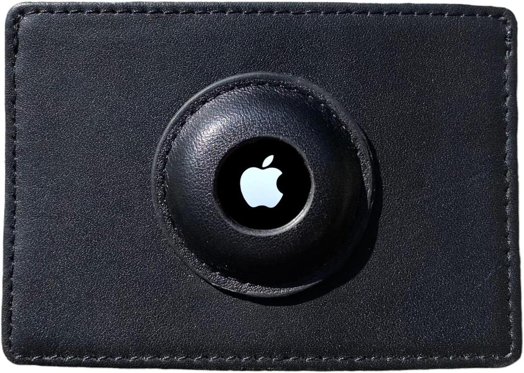 Slim Premium Wallet with AirTag Holder Parent | Made from Genuine Soft Touch Leather | Pocket Minimalist Design | RFID Protected | Perfect for Tracking | Dimensions: 3.9"x2.75"x0.49" (Black)