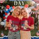 Huukeay Womens Patriotic Crew Neck Shirts, Red, Statue of Liberty, X-Large (Red, XL)
