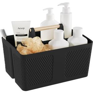 Shower Caddy Portable and Cleaning Caddy Organizer for Bathroom, Kitchen, Toiletries Storage ，Caddy organizer with handle, Rust-Resistant, Durable Material (Black, 9.36" L×7.73" W×7.24" H)