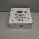 6 Pcs Cat Mom Gifts for Women Include Cute Cat Beanie 20 Oz Tumbler Greeting Cards Keychain Storage Bag Gift box for Birthdays Mother's Day Christmas (White)