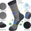 Men's Black Cushioned Anti Odor Blister Resistant Crew Compression Hiking Trekking Mountaineering Socks,Size 7-12