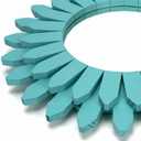 Honiway Beach Wall Decor Mirror 12 inch Wood Coastal Wall Decor Sunburst Boho Home Decor Room Decor for Bedroom Living Room Bathroom Cyan