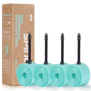 2-Pack/4-Pack SPINGO TPU Inner Tube 700C x 23C-32C with 48mm/60mm/80mm Presta Valves, ‌Ultralight TPU Tubes 700C for Road Bike TPU Inner Tube Portable Spare Tire for Training and Cycling