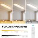 ADISUN Modern LED Ceiling Light Dimmable Linear Ceiling Light 39.4in Semi Flush Mount Long Lights with Remote Control and Side Lighting for Living Room Kitchen Dining Room White & Gold