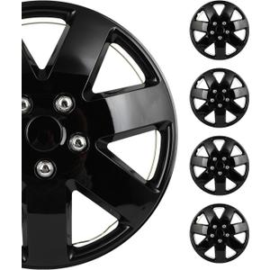 SCITOO 16 Inch Black hubcaps, universally Adaptable to Cars, Trucks, SUVs, Simple to Mount, Elegant Design, rustproof Wheel Rim Cover Set of 4