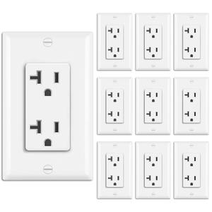 BESTTEN 20 Amp Decorator Receptacle Outlet, 50 Pack Tamper-Resistant (TR) Wall Electrical Outlet with Wallplate, 20A/125V/2500W, UL Listed, White
