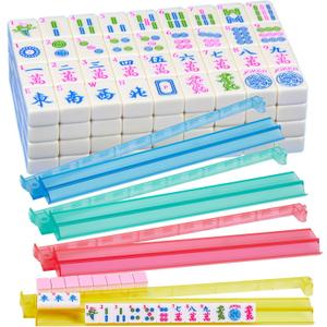 YANMEIYA American Mahjong Tile Set 166 Mahjong Tile Set 1.2-inch American Mahjong Set with 4PCS Mahjong Racks with Pushers