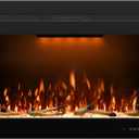 36.6" W Rear Electric Fireplace Inserts with 3 Flame & Top Light Color, Recessed Fireplace Heater with Thermostat, 750/1500W, Crackling Sound, Logs & Crystals, Timer, No Wall Mount
