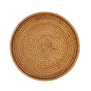 WEEMYY Hand Woven Rattan Serving Basket 8.7 inch - Round Platter for Fruit, Snacks, Appetizers, Bread, Breakfast, BBQs, Parties - Decorative Tray for Living Room, Kitchen, Dining Decor (Small)