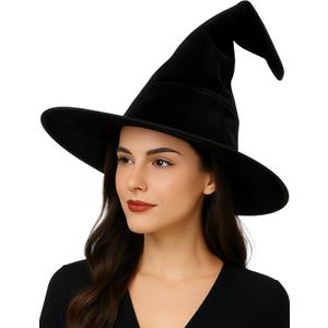 Witch Hat,wizard hat, Witch Costume  Spooky Vintage Halloween Accessory for Cosplay & Costume Parties (Black)