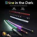 RENGENG Light Up Sword, 40 Inches Rechargeable Pre-Assembled Plastic Replica Anime Sword with Belt & Stand & Spinner