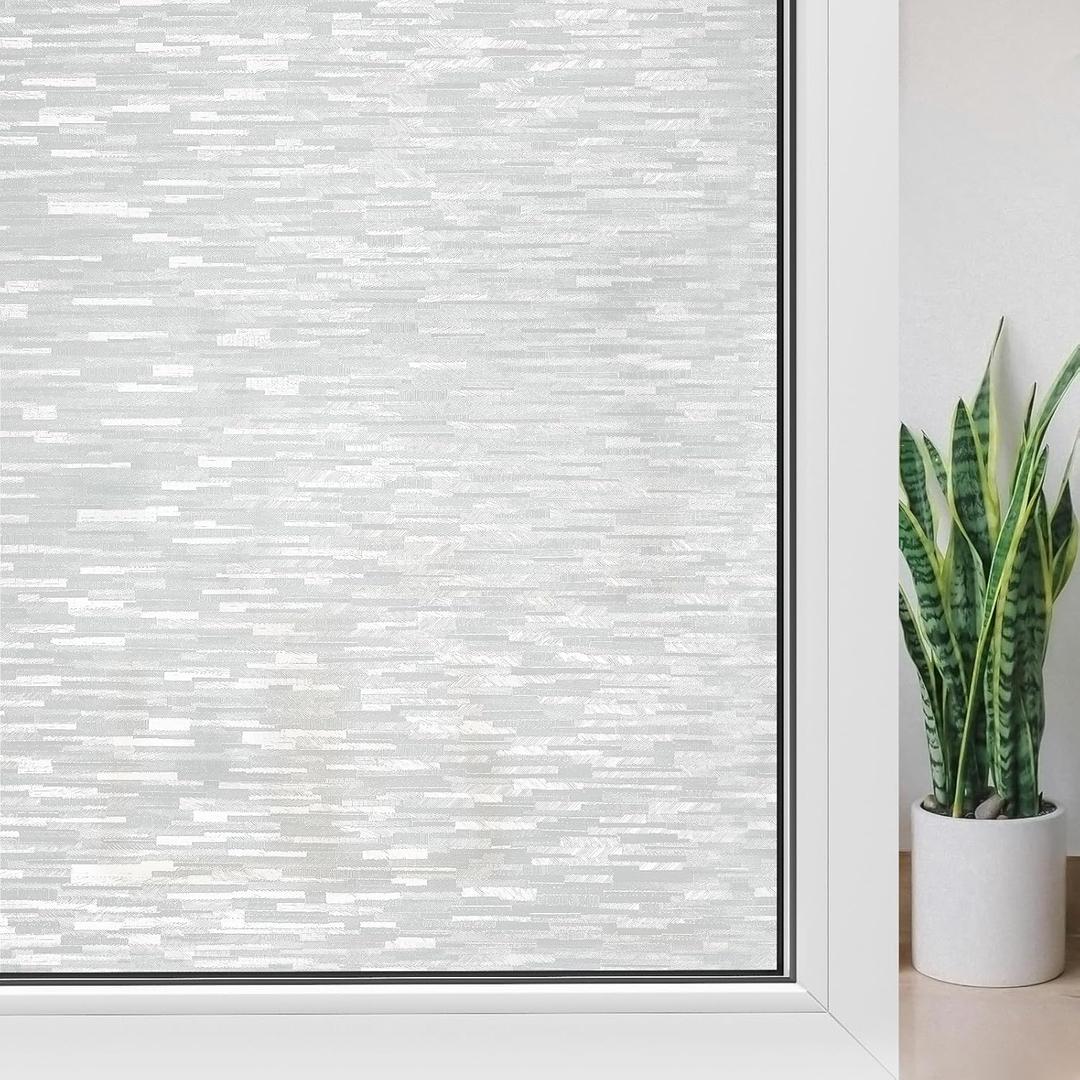 Haton Window Privacy Film, Frosted Glass Static Cling Sun Heat Blocking Window Clings, Frosting Opaque Coverings Stickers Tint for Home Office Door, Non Adhesive, White 17.5" x 78.7"