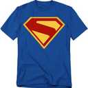 Popfunk Superman Supergirl New Logo Unisex Adult T Shirt (Blue, M)