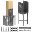 6"x6" (Actually 5.5"x5.5") Heavy Duty U-Shaped Fence Post Holder Bracket, Wet Concrete Post Bracket, for Deck railings, Fences, gazebos Wet Concrete Foundation Support (Black-1Pack) (6x6(Actual 5.5x5.5))