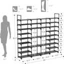 ROJASOP Large Shoe Rack Organizer for Entryway Closet 64-68 Pairs 9-Tier Heavy Duty Tall Garage Shoe Rack Shoe Shelf Shoes Storage with 18 Pcs Removable Side Hooks for Bedroom and Garage Black