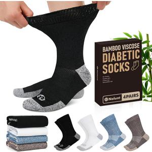 Diabetic Socks for Men,4 Pairs Crew Diabetic Neuropathy Socks for Men Size 9-12/10-13/13-15.
