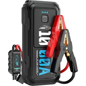 Portable Car Battery Jumper Starter 1000A Jump Box with Power Bank LED Light Protection Case for Car Emergency Kit, 12V Booster Pack Jump Starter with Heavy Duty Jump Cables, GREEN KEEPER GK-J1201