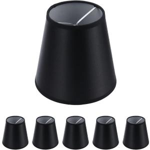 6Pcs Handmade Chandelier Shades,Linen Clip On Chandelier Lamp Shades,Small Lamp Shades Set of 6 for Chandelier Lampshade, Black