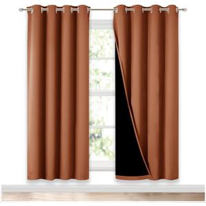 NICETOWN 100% Blackout Window Curtain Panels, Full Light Blocking Drapes with Black Liner for Nursery, 72-inch Drop Thermal Insulated Draperies (Burnt Orange, 2 Pieces, 52-inch Wide Per Panel)
