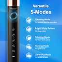 Electric Toothbrush for Adults and Kids, Comes with 10 Brush Heads & Travel Case, 5 Modes with 2 Minutes Built in Smart Timer, One Charge for 90 Days, 42,000 VPM Motor (Black-white)
