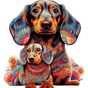 Wooden Puzzle for Adults - 200 Piece Irregular Animal Shaped Jigsaw Puzzle, Unique Creative Gift for Adults and Kids (Dog)