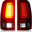 Tail Lights Assembly [LED Kit] Fit for GMC Sierra 1500 2007-2013 (SL, SLE, SLT, WT), 2500HD 3500HD 2007-2014 (only fit 3500HD with Single Rear Wheel Model), Taillights Set, Chrome Housing Red Lens