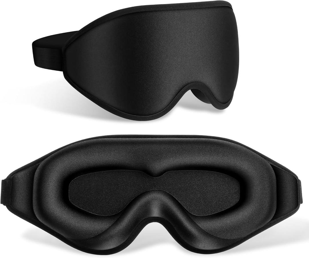 FlyCoco 99% Fully Block Out Light Eye Sleep Mask, 3D Deep Contoured Eyes Cover Zero Pressure, Long Lash Extension Eyes Mask with Adjustable Straps for Sleeping Travel Home Nap Rest Women Men (Black)
