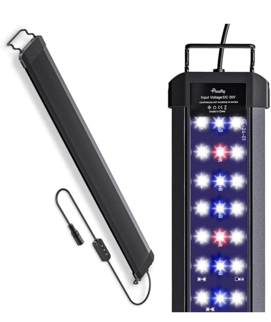 Pawfly 11 W Terrarium Reptile LED Light for 12" to 18" Terrarium Extendable Reptile Tank Light with Full Spectrum Brilliant White Blue Red Lights with Day & Night Modes and Adjustable Brightness
