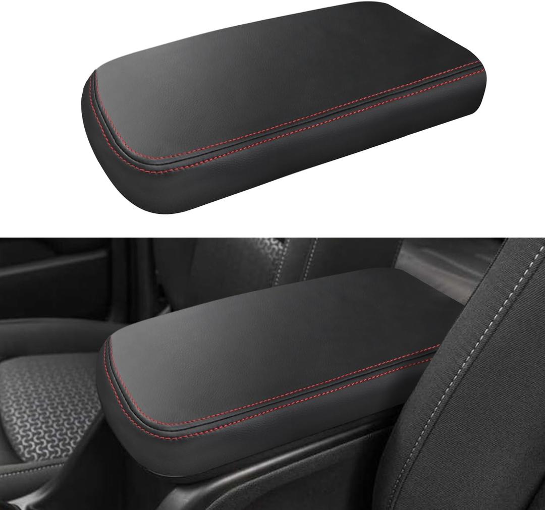 INTGET Center Console Cover for 2015-2022 Chevy Colorado Accessories Leather Middle Arm Rest Cover for 2015 2016 2017 2018 2019 2020 2021 2022 Chevrolet Coloardo Accessories & GMC Canyon Accessories (Red)
