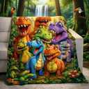 Dinosaur Blanket for Boys Girls 3D Dinosaur Throw Dino Blanket for Toddler Boys Kids Cute Smiling Dinosaurs HD Digital Print Flannel Ultra Soft Lightweight All Season (51 * 40in)