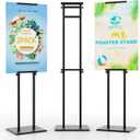 Poster Stand for Display, Sign Holder Floor Stand, Double Sided Banner Stand with Non-Slip Base, Metal Heavy Duty 75 Height Adjustable Standing Sign Holder for Board Foam 2 Pack
