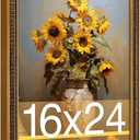 16x24 Picture Frame, HD Real Glass 16x24 Vintage Photo Frame, 16 by 24 Poster Frame with Vintage Gold Border Horizontal & Vertical Display for Tabletop or Wall Decor (1 Pack)