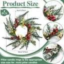 12 Pcs 8" Mini Christmas Wreaths for Kitchen Cabinet Small Christmas Candle Rings Wreaths, Front Door Pillars/Home Table Centerpieces Hanging Garlands, for Windows/Wedding Decor (No Red Ribbon)