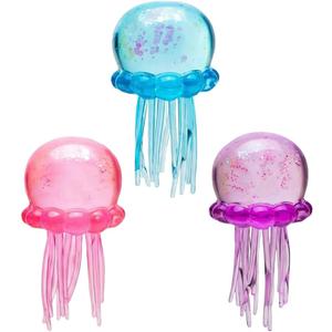 Jellyfish Squishy, Jellyfish Squeeze Slow Rise Sensory Water Animal Stress Ball Relief Fidget Toy for Kids & Adults Party Favors (3pcs)