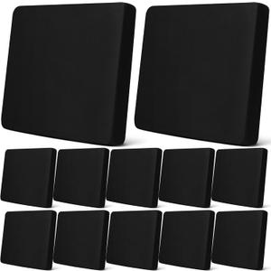 Newwiee 12 Pcs Patio Outdoor Cushion Covers Replacement Waterproof Stretch Sofa Couch Cushion Covers Washable Individual Couch Slipcovers Set Furniture Protector for Pets(20-27 Inch, Black)
