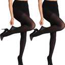 2 Pairs Indestructible Tights for Women,Rip Resistant Pantyhose, 40D Semi Sheer T-Crotch High Waist Tights
