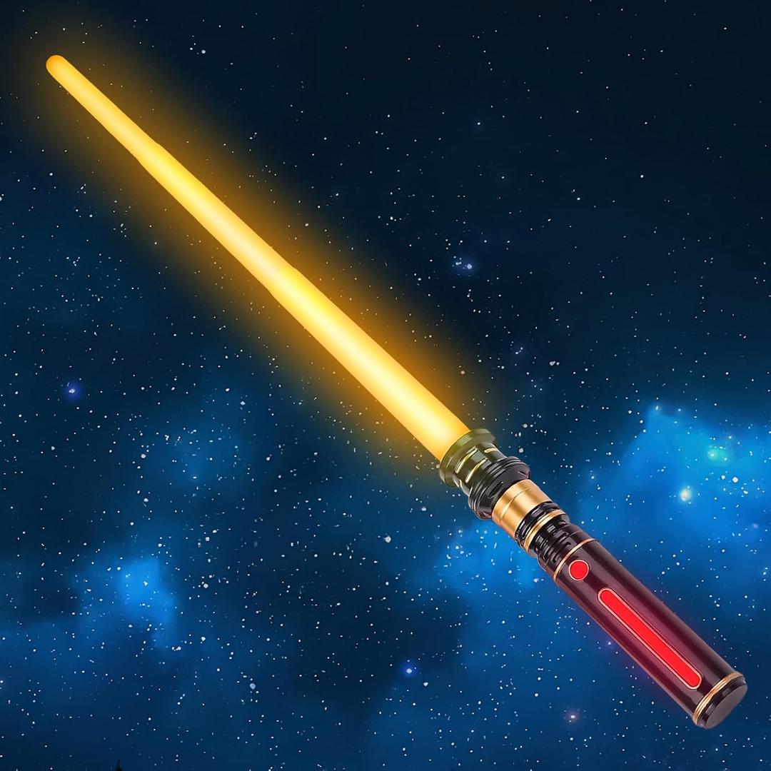 YOFOTHS Light Up Sabers, Light up Sword for Kids with FX Sound, Expandable Light Up Saber for Cosplay Halloween Dress Up Parties Birthday Christmas (Yellow)