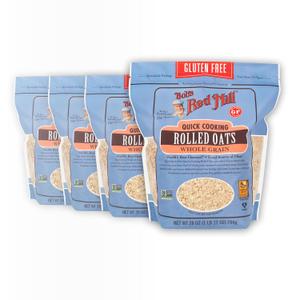 Bob's Red Mill Gluten Free Quick Cooking Rolled Oats, 28oz (Pack of 4) - Non GMO, Whole Grain, Vegan, Kosher (EXP 09/21/27)