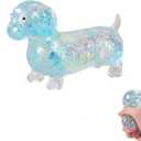 Dachshund Squishy Stress Toy,Glitter Dog Maltose Stress Ball, Slow Rise Fidget for Anxiety Relief, Soft Squeeze Desk Gadget for Home Office Travel (Blue)