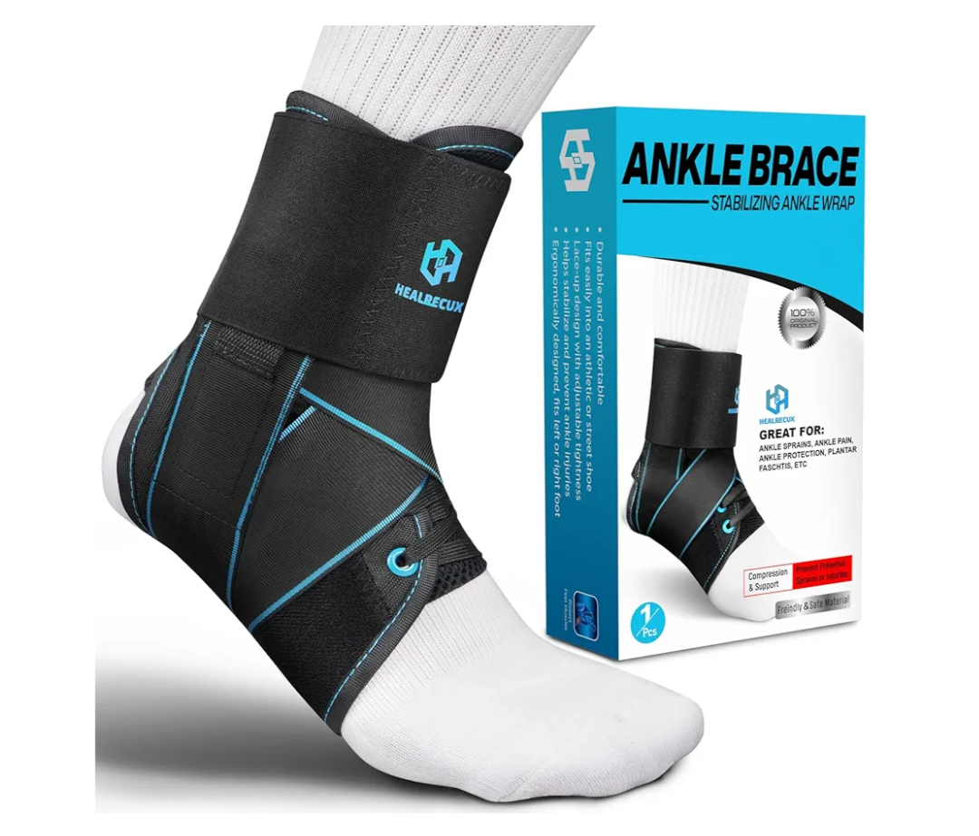 Lace Up Ankle Brace for Women Men, Ankle Support for Sprained Ankle, Plantar Fasciitis Brace Ankle Stabilizer Wrap for Basketball, Volleyball, Sports, Injury Recovery, M