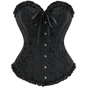 Vrapo Black Corset Top for Women | Overbust Lace Up Waist Cincher Shapewear Lingerie, Size Small