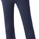 Womens High Waist Yoga Pants Stretchy Casual Trousers Straight Leg Pull On Side Pockets, Size: M