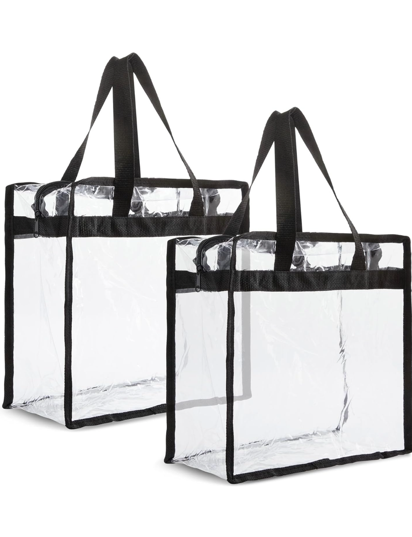 Juvale Clear Stadium Approved Bags - 12x6x12 Large Transparent Tote Bags with Zippers and Handles
