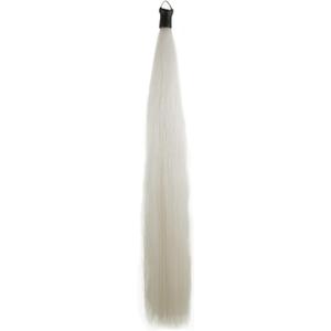 34-36 IN Long 1/2 LB Horse Tail Extension with Braided Horsehair Loop & Blunt Cut Bottom (Pure White)