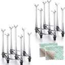Marbrasse Retractable Cup Drying Rack, Drinking Glass and Sports Bottle Drainer Stand, Plastic Bag Dryer with Non-Slip Bottom for Kitchen Countertop, 2p